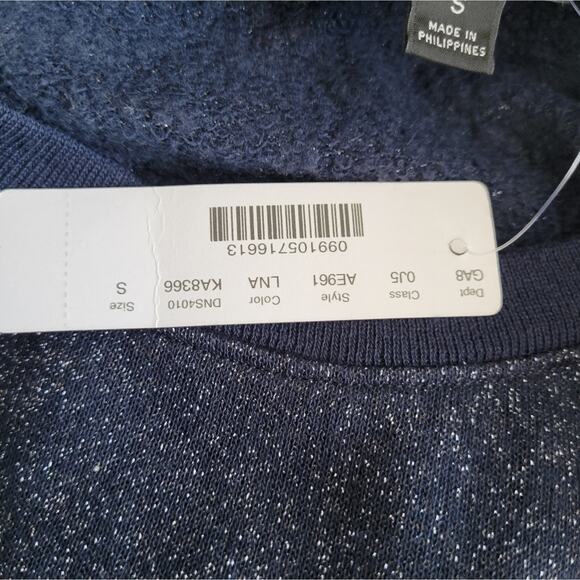 J. Crew Metallic pullover sweatshirt Navy Lurex Small - Picture 4 of 6